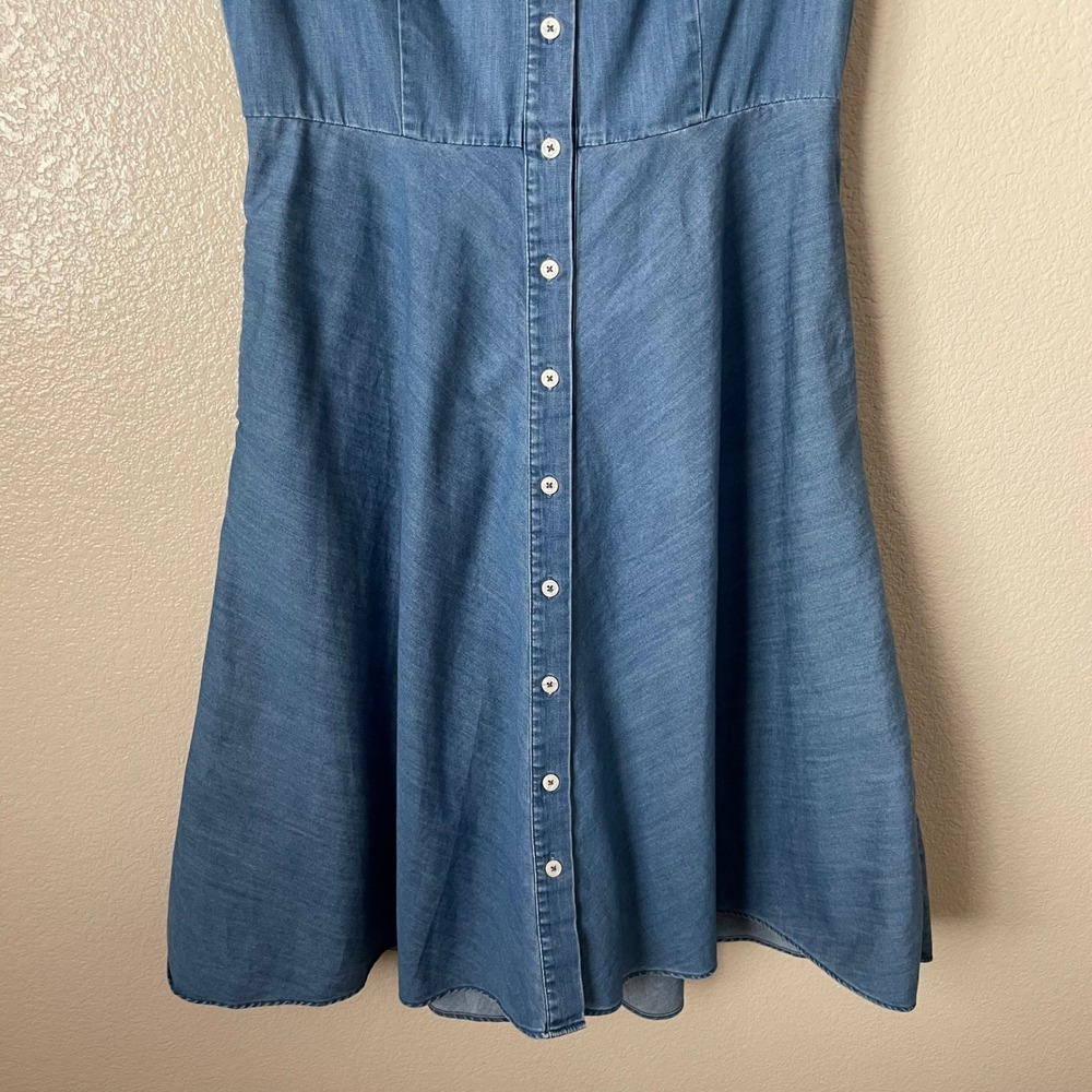 Boden Dress Womens 8 Long Blue Sophia Denim Button Front Pockets Mini Cotton - Picture 5 of 11